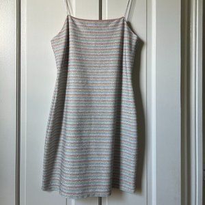 TOPSHOP GLITTERY PASTEL STRIPED MINI DRESS